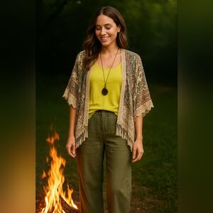 Chico's Women's 1 Yellow Sleeveless Round Neck Tank Top